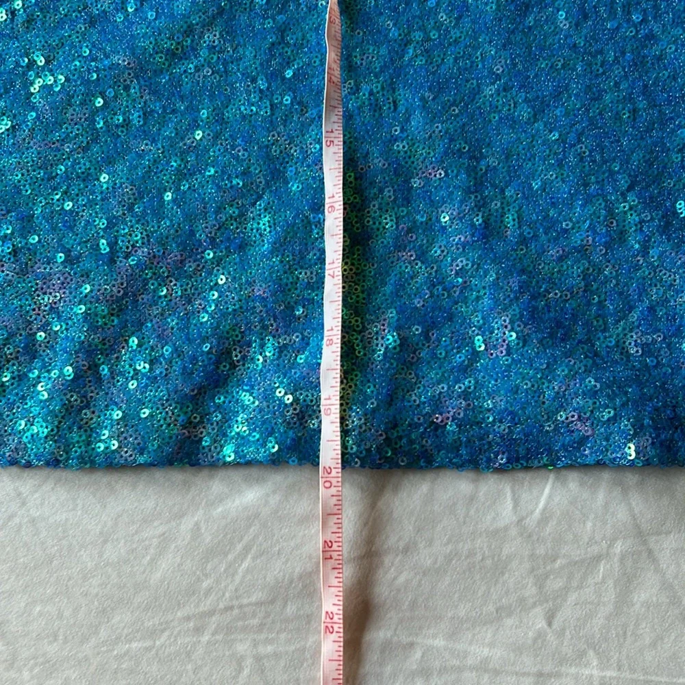 Lily White | Womens Blue Sequin Crop Top w/ Lining & Keyhole Cutout - Size XL - Picture 5 of 12